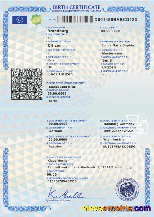 Germany birth certificate